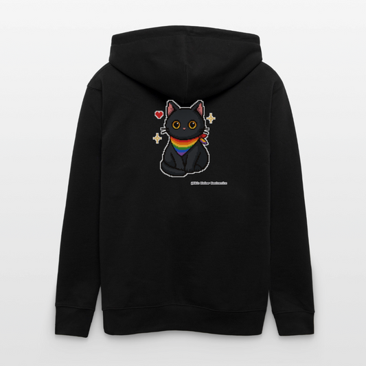 Katze mit Regenbogentuch Kapuzenjacke - Unisex & Bio - Schwarz