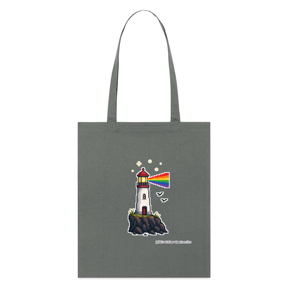 Regenbogen-Leuchtturm Stoffbeutel - Bio - Anthrazit