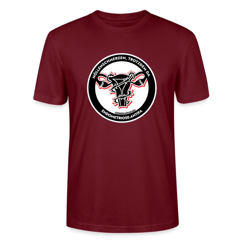 Endometriose-Antifa T-Shirt - Unisex & Bio - Burgunderrot