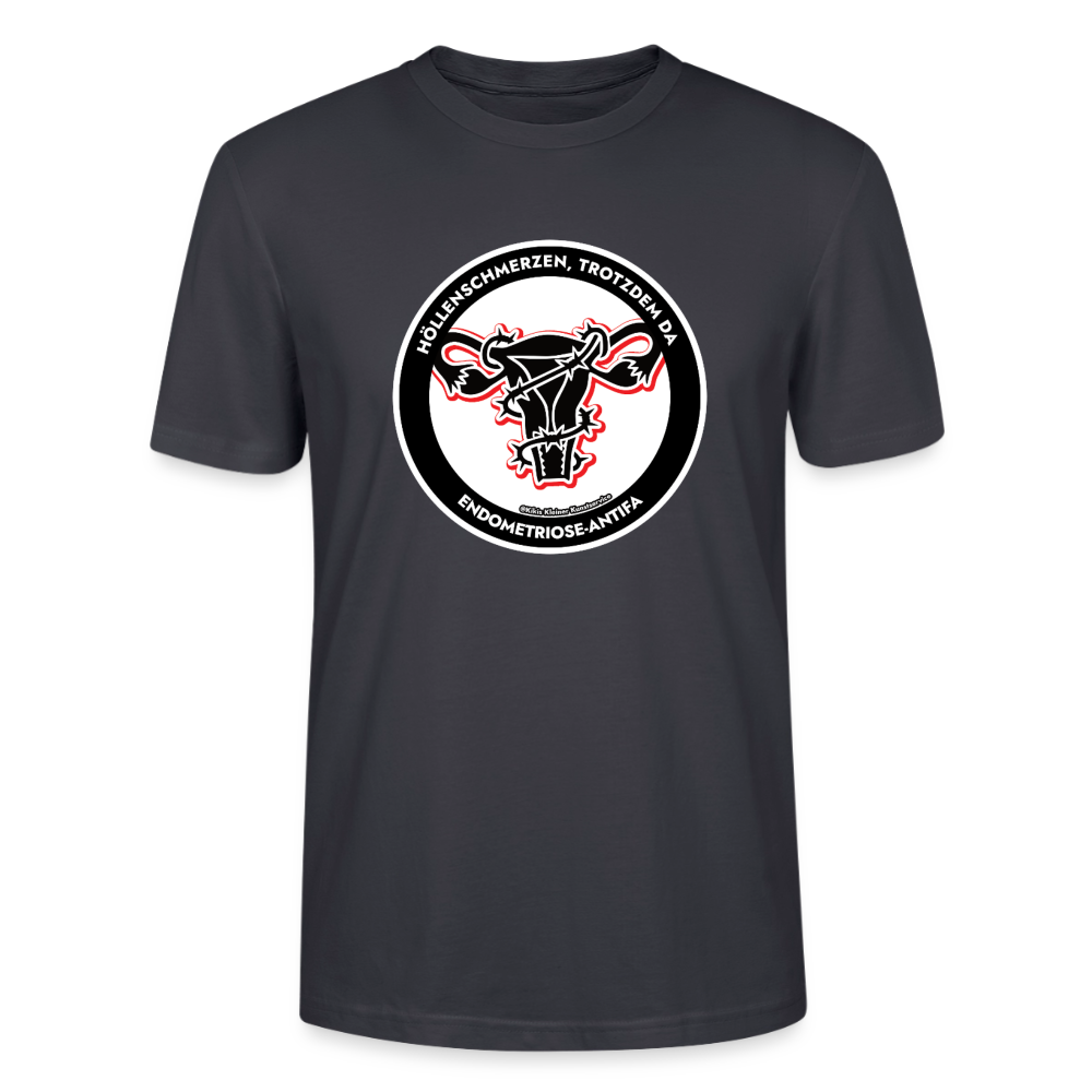 Endometriose-Antifa T-Shirt - Unisex & Bio - Dunkles Graublau