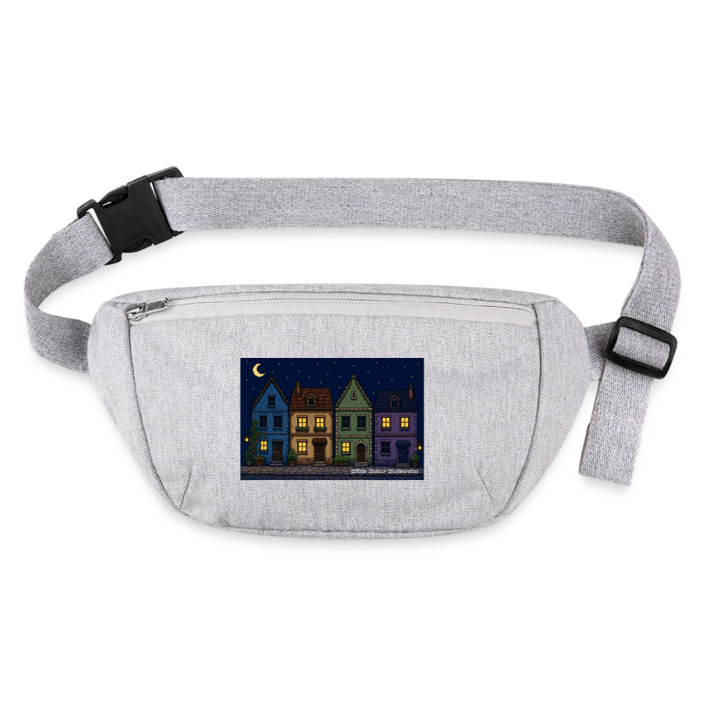 Häuser bei Nacht Gürteltasche - Bio - Grau meliert