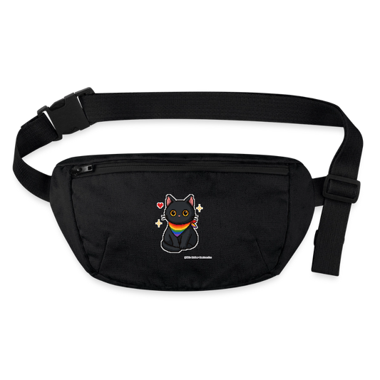 Katze mit Regenbogentuch Gürteltasche - Bio - Schwarz