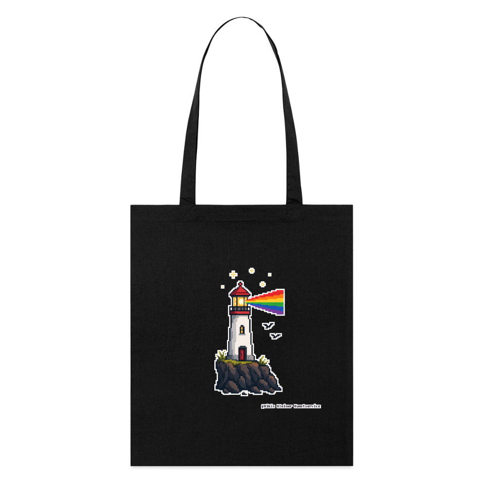 Regenbogen-Leuchtturm Stoffbeutel - Bio - Schwarz