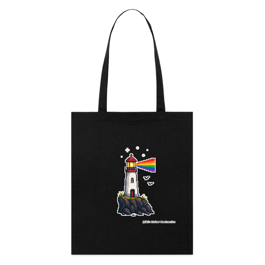 Regenbogen-Leuchtturm Stoffbeutel - Bio - Schwarz
