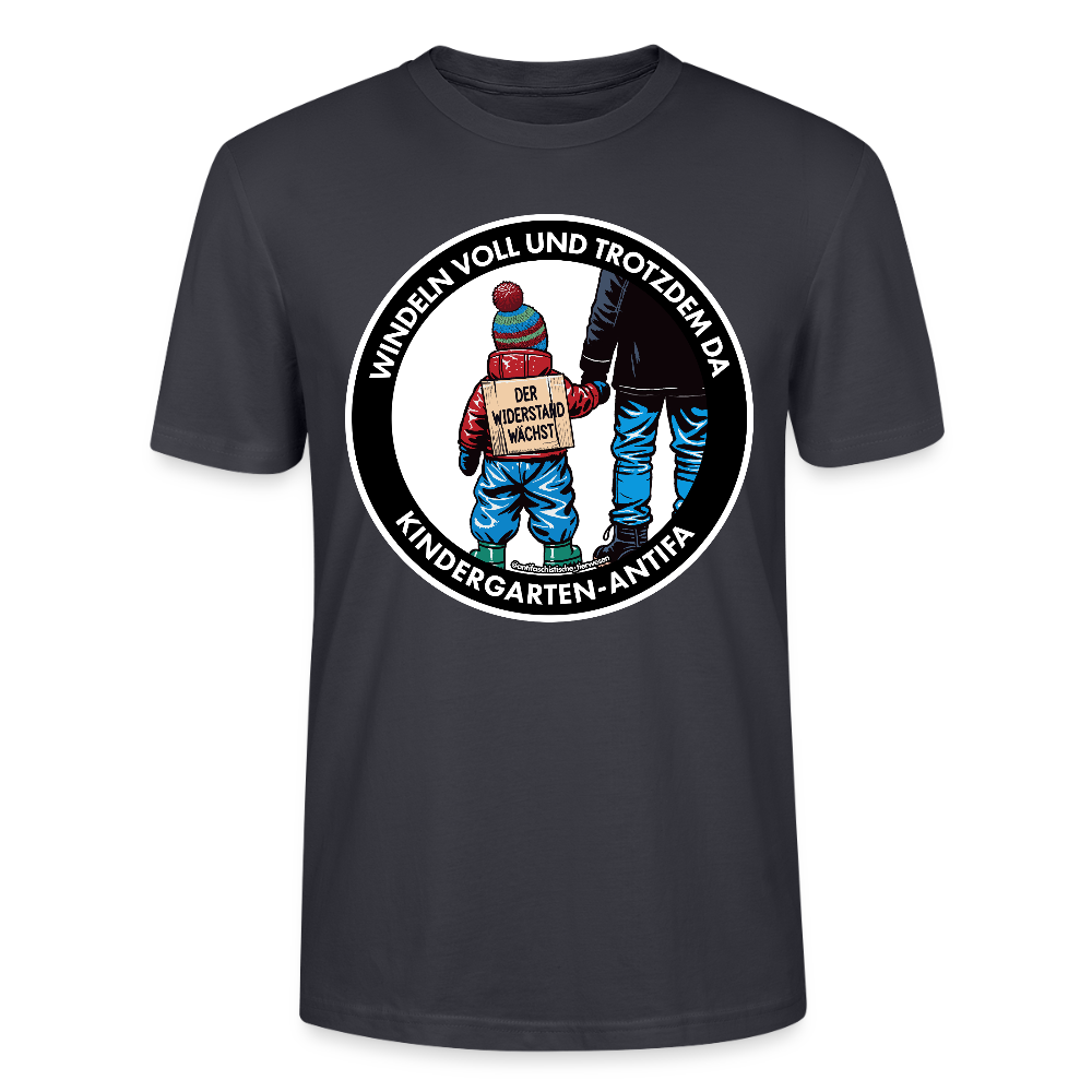 Kindergarten-Antifa T-Shirt - Unisex & Bio - Dunkles Graublau
