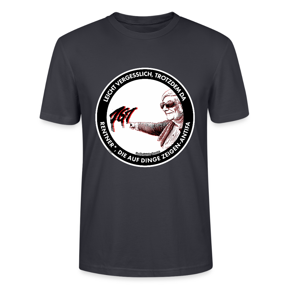 Rentner*innen-Antifa T-Shirt - Unisex & Bio - Dunkles Graublau