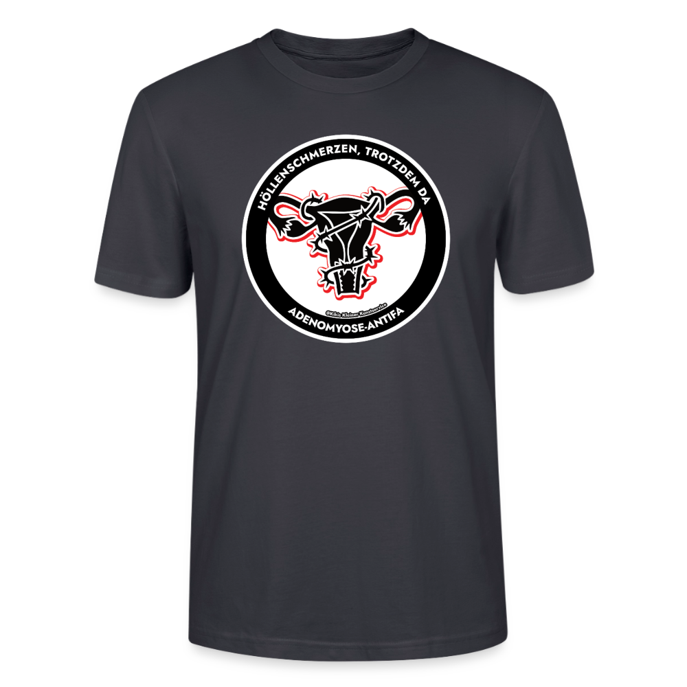 Adenomyose-Antifa T-Shirt - Unisex & Bio - Dunkles Graublau