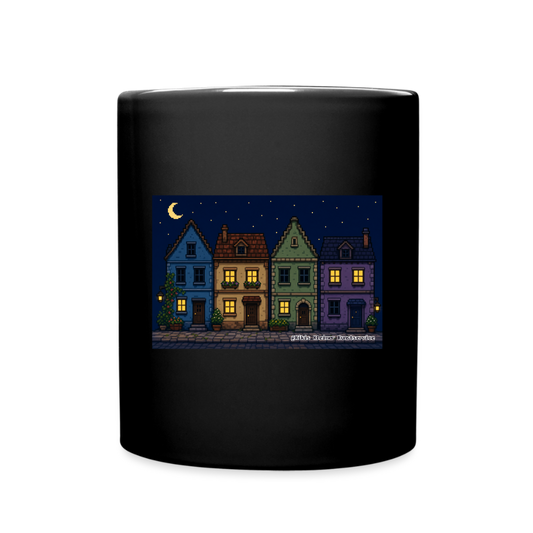 Häuser bei Nacht Keramik-Tasse - Schwarz