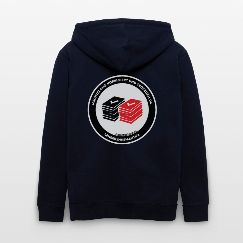 Lehrer:innen-Antifa Kapuzenjacke - Unisex & Bio - Navy