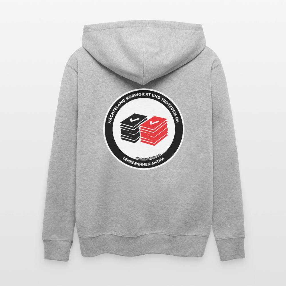 Lehrer:innen-Antifa Kapuzenjacke - Unisex & Bio - Grau meliert