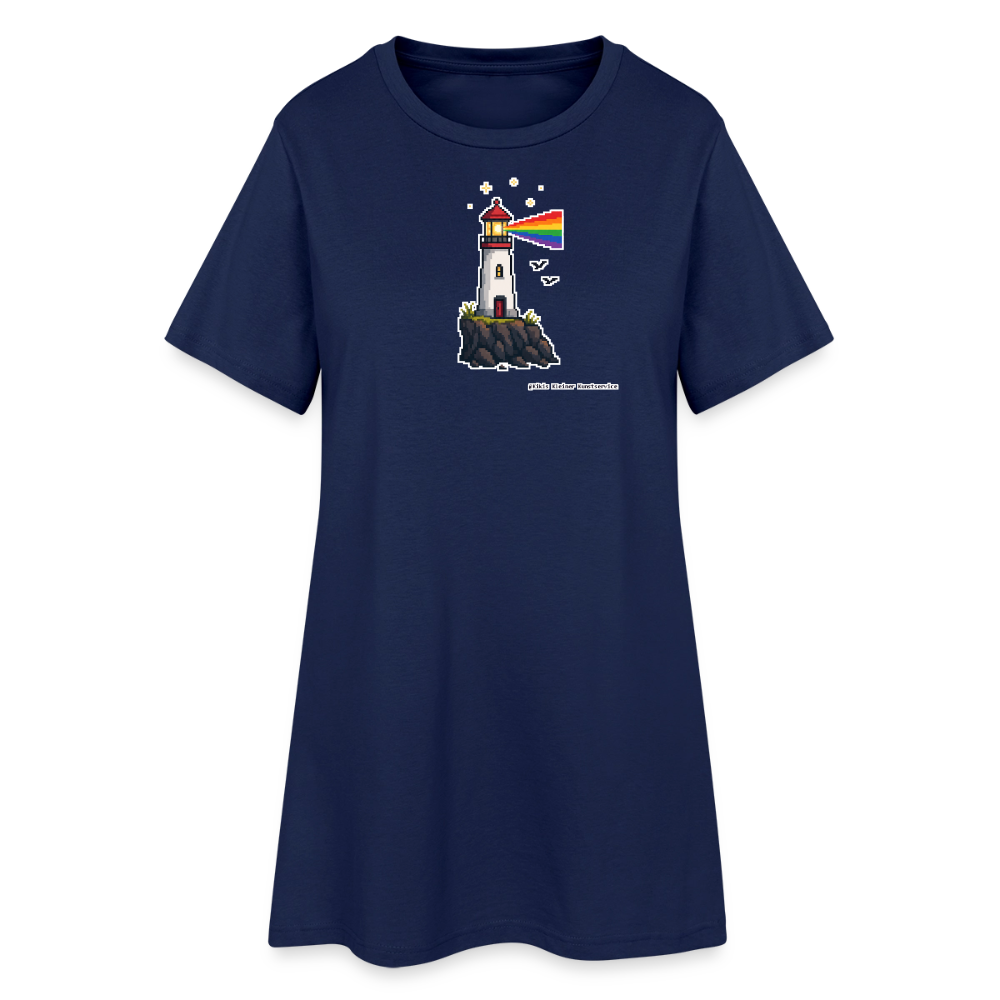 Regenbogen-Leuchtturm T-Shirt-Kleid - Light Navy