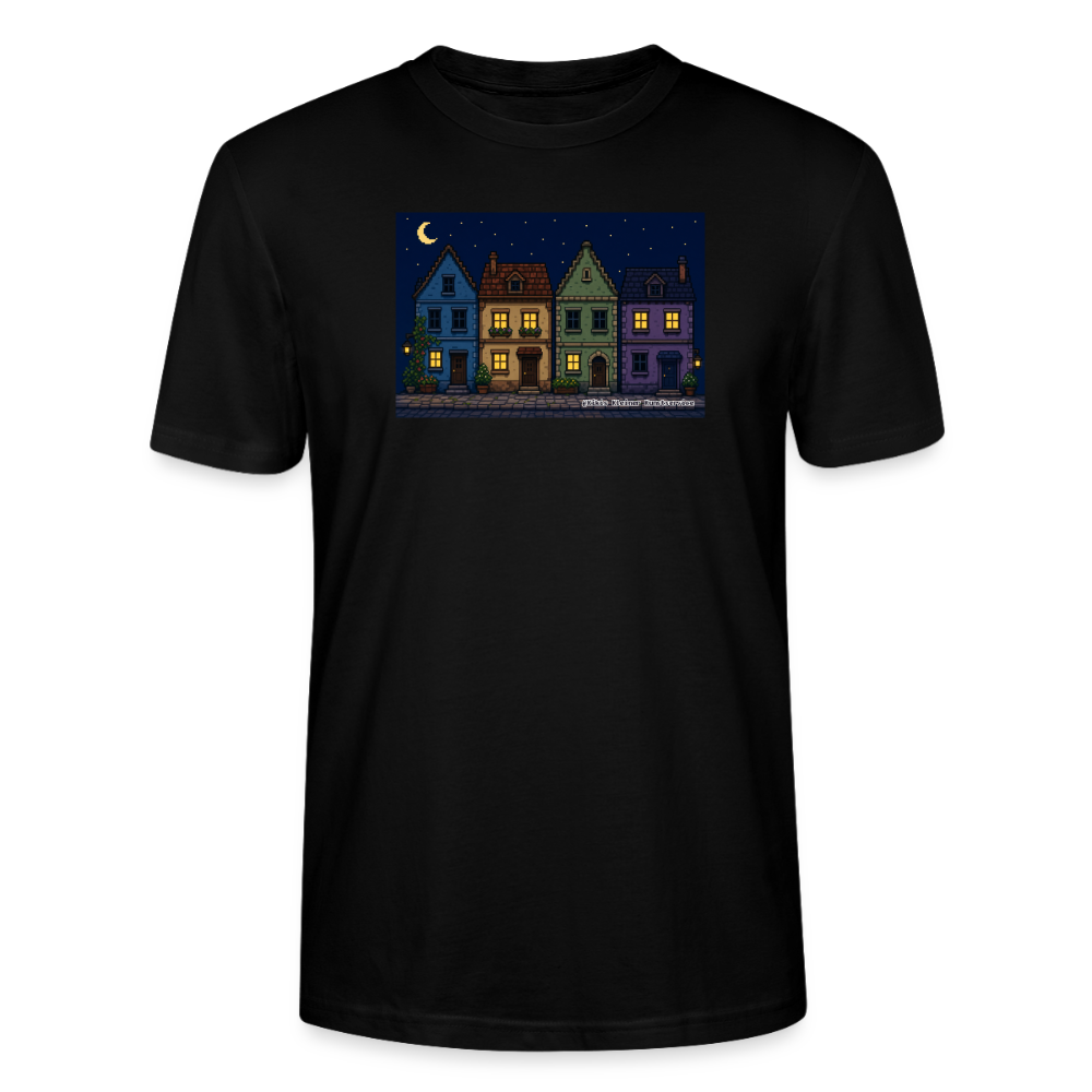 Häuser bei Nacht T-Shirt - Unisex & Bio - Schwarz