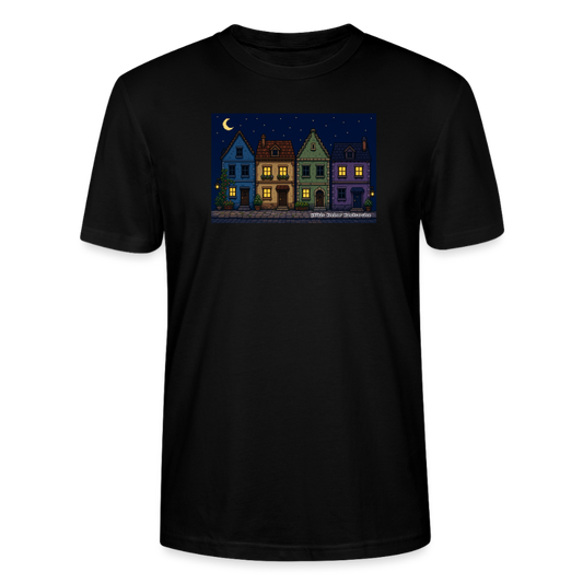 Häuser bei Nacht T-Shirt - Unisex & Bio - Schwarz