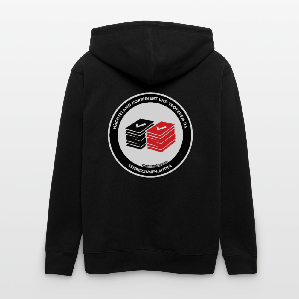 Lehrer:innen-Antifa Kapuzenjacke - Unisex & Bio - Schwarz