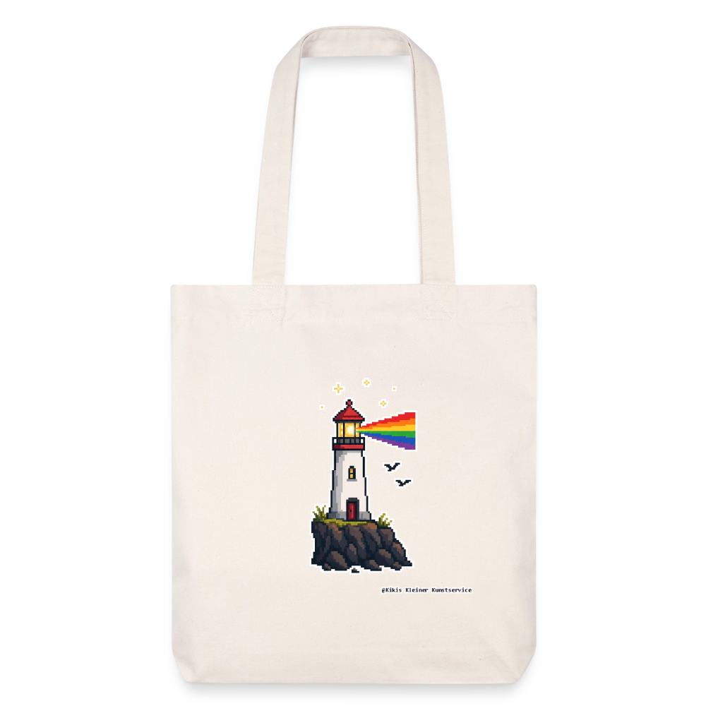 Regenbogen-Leuchtturm Stoffbeutel - Recycelt Heavyweight - Naturweiß