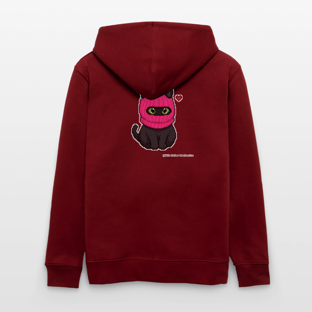 Katze mit pinker Sturmhaube Kapuzenjacke - Unisex & Bio - Burgunderrot