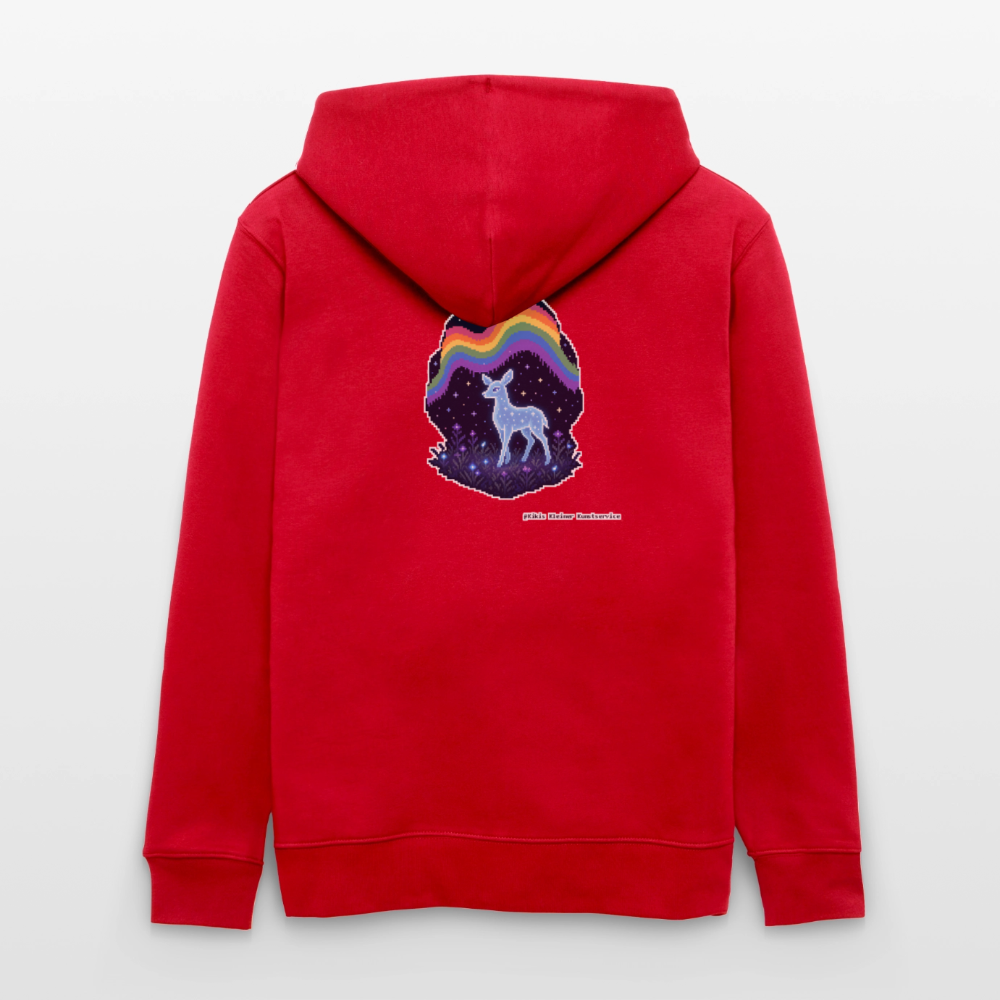 Reh im Polarlicht Kapuzenjacke - Unisex & Bio - Rot