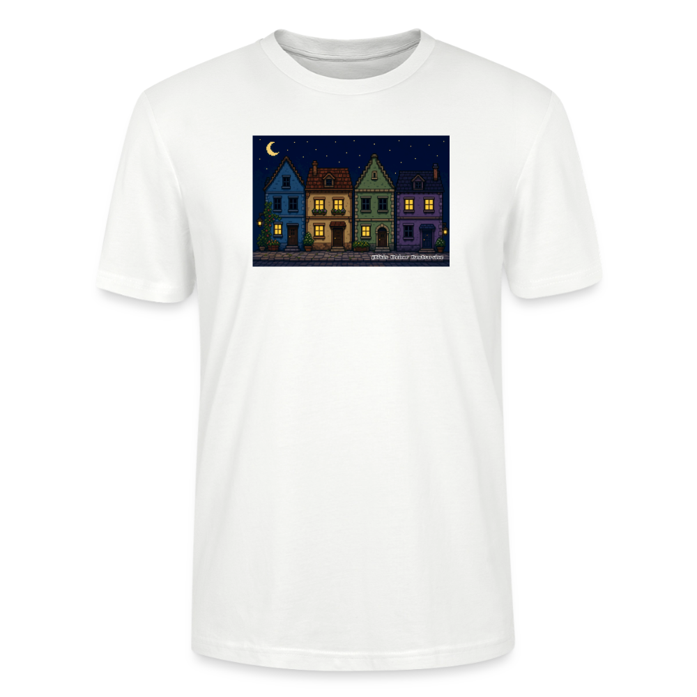 Häuser bei Nacht T-Shirt - Unisex & Bio - Weiß