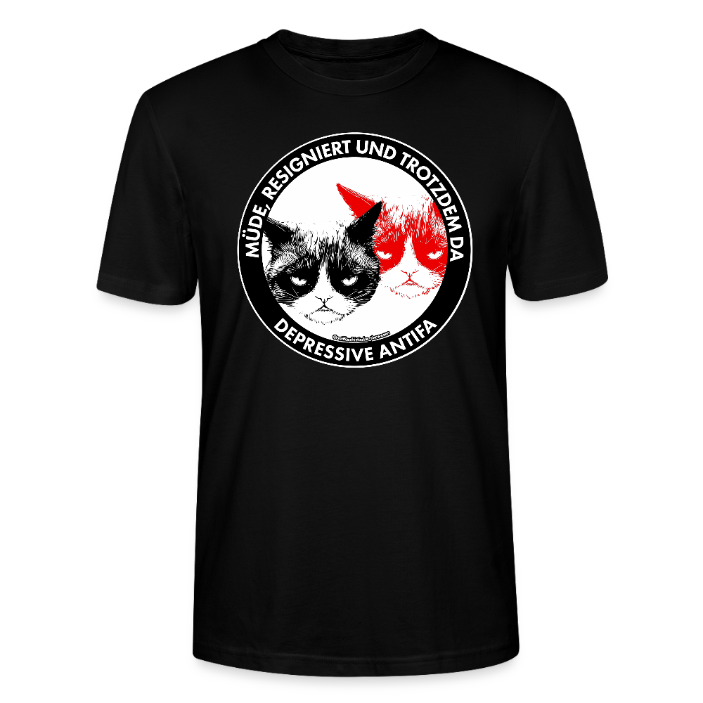 Depressive Antifa - Grumpy Cat T-Shirt - Unisex & Bio - Schwarz