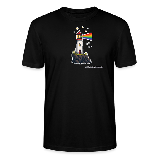 Regenbogen-Leuchtturm T-Shirt - Unisex & Bio - Schwarz