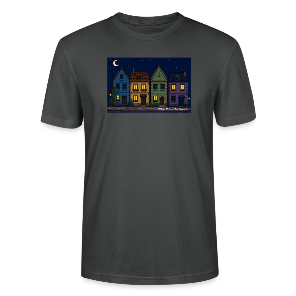 Häuser bei Nacht T-Shirt - Unisex & Bio - Anthrazit