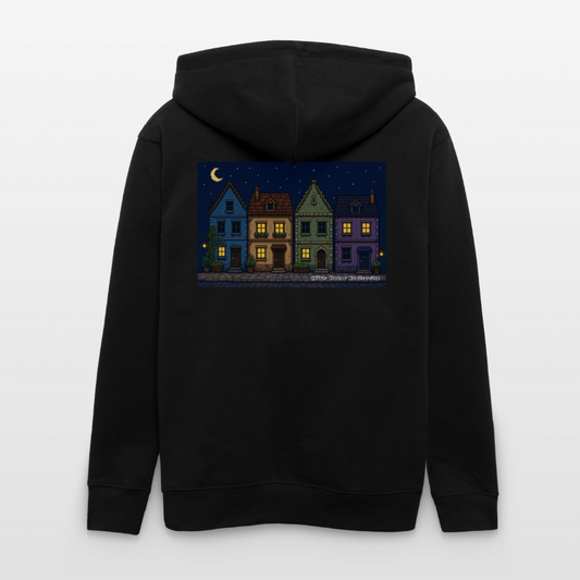 Häuser bei Nacht Kapuzenjacke - Unisex & Bio - Schwarz