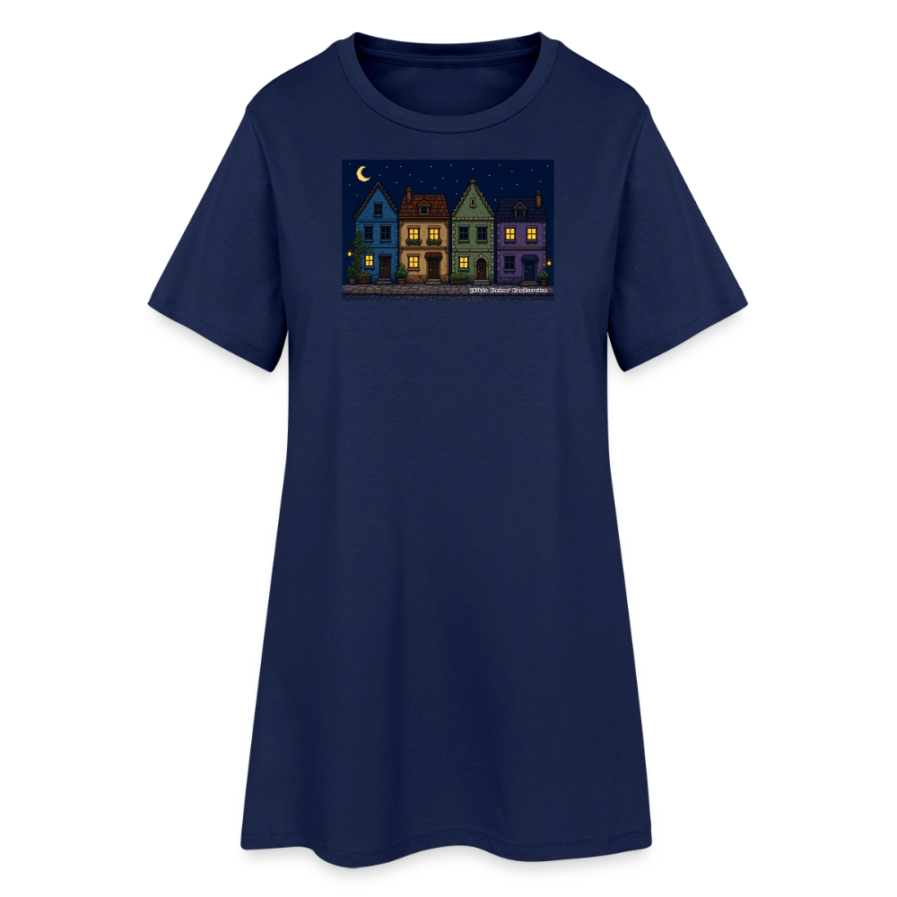 Häuser bei Nacht T-Shirt-Kleid - Light Navy