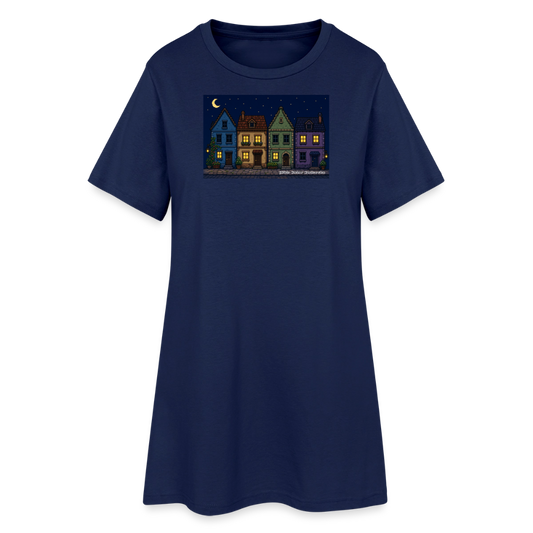 Häuser bei Nacht T-Shirt-Kleid - Light Navy