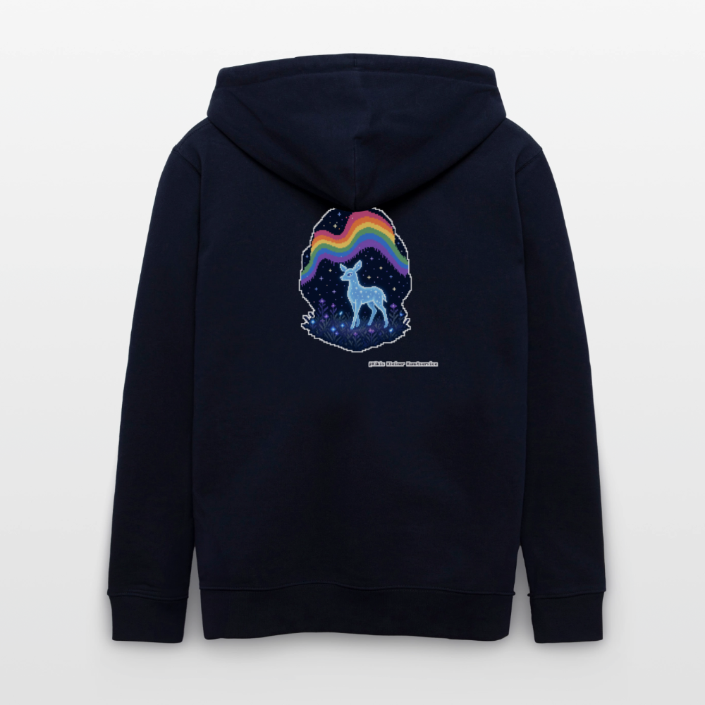 Reh im Polarlicht Kapuzenjacke - Unisex & Bio - Navy