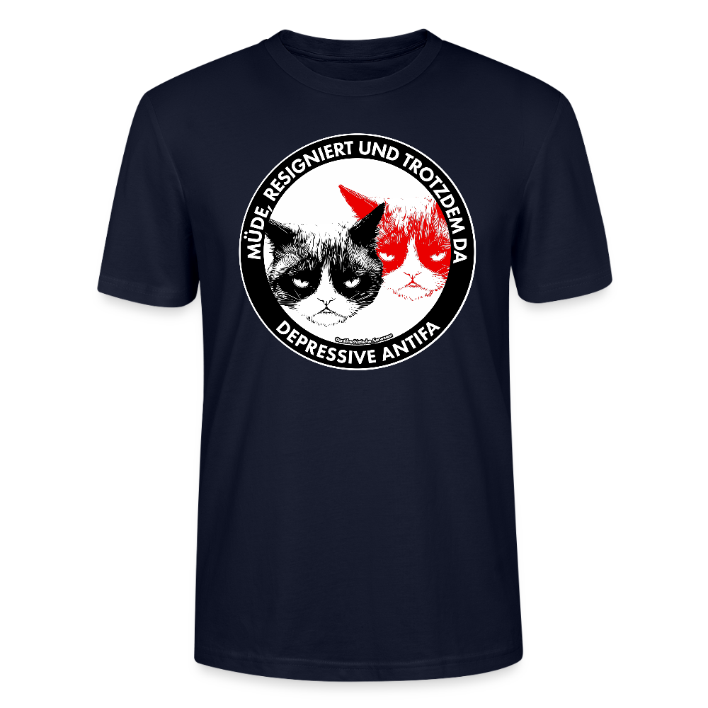 Depressive Antifa - Grumpy Cat T-Shirt - Unisex & Bio - Navy