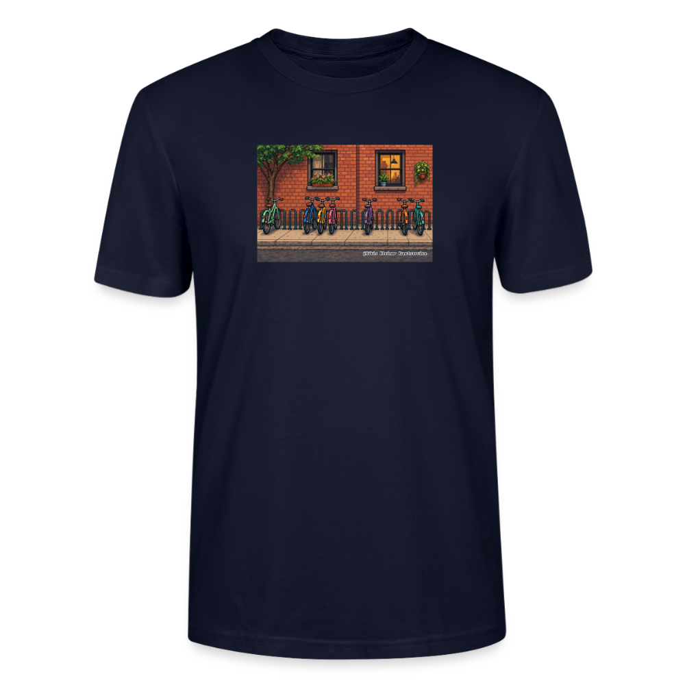 Fahrräder an der Backsteinwand T-Shirt - Unisex & Bio - Navy