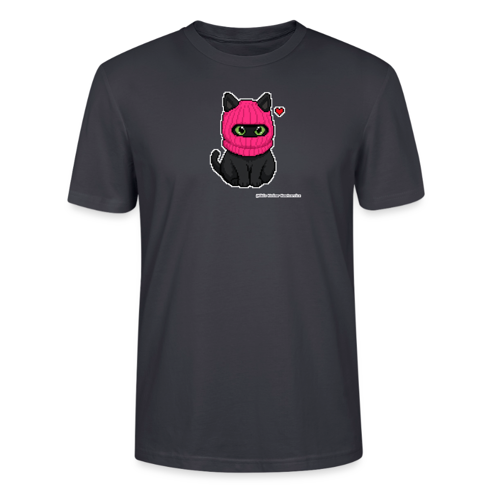 Katze mit pinker Sturmhaube T-Shirt - Unisex & Bio - Dunkles Graublau