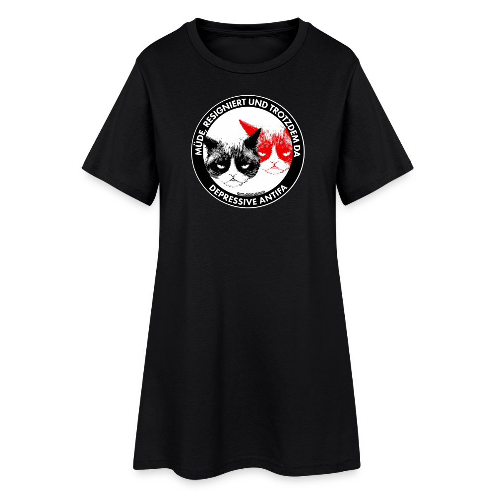 Depressive Antifa - Grumpy Cat T-Shirt-Kleid - Schwarz