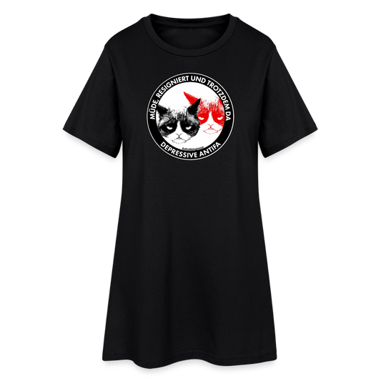 Depressive Antifa - Grumpy Cat T-Shirt-Kleid - Schwarz