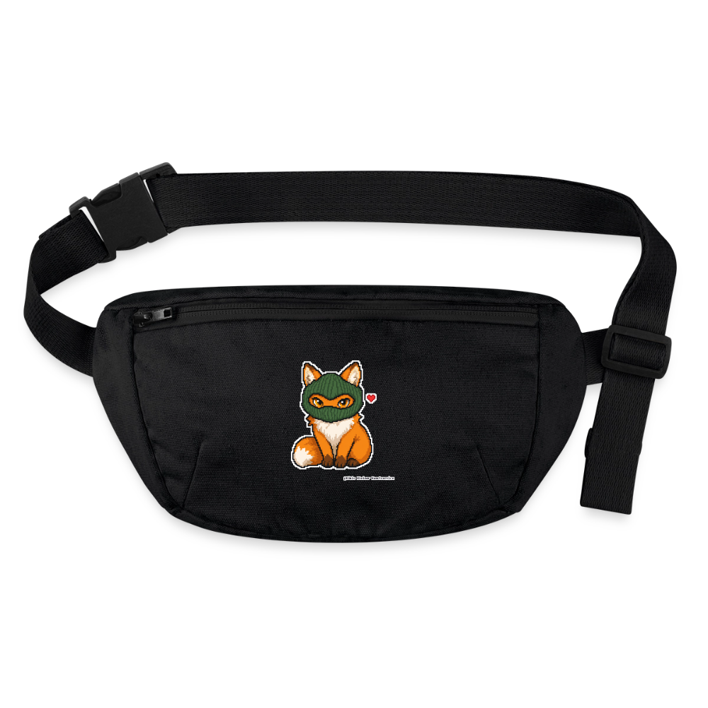 Fuchs mit grüner Sturmhaube Gürteltasche - Bio - Schwarz