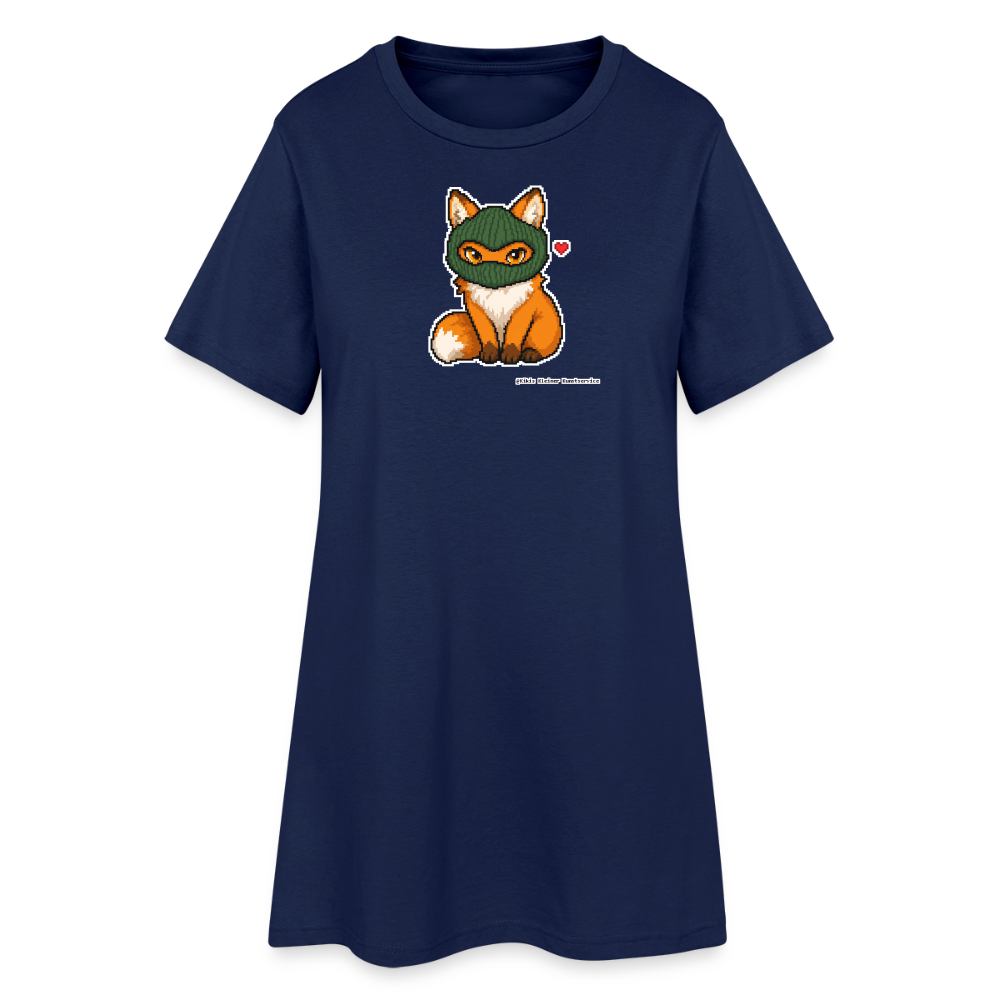 Fuchs mit grüner Sturmhaube T-Shirt-Kleid - Light Navy