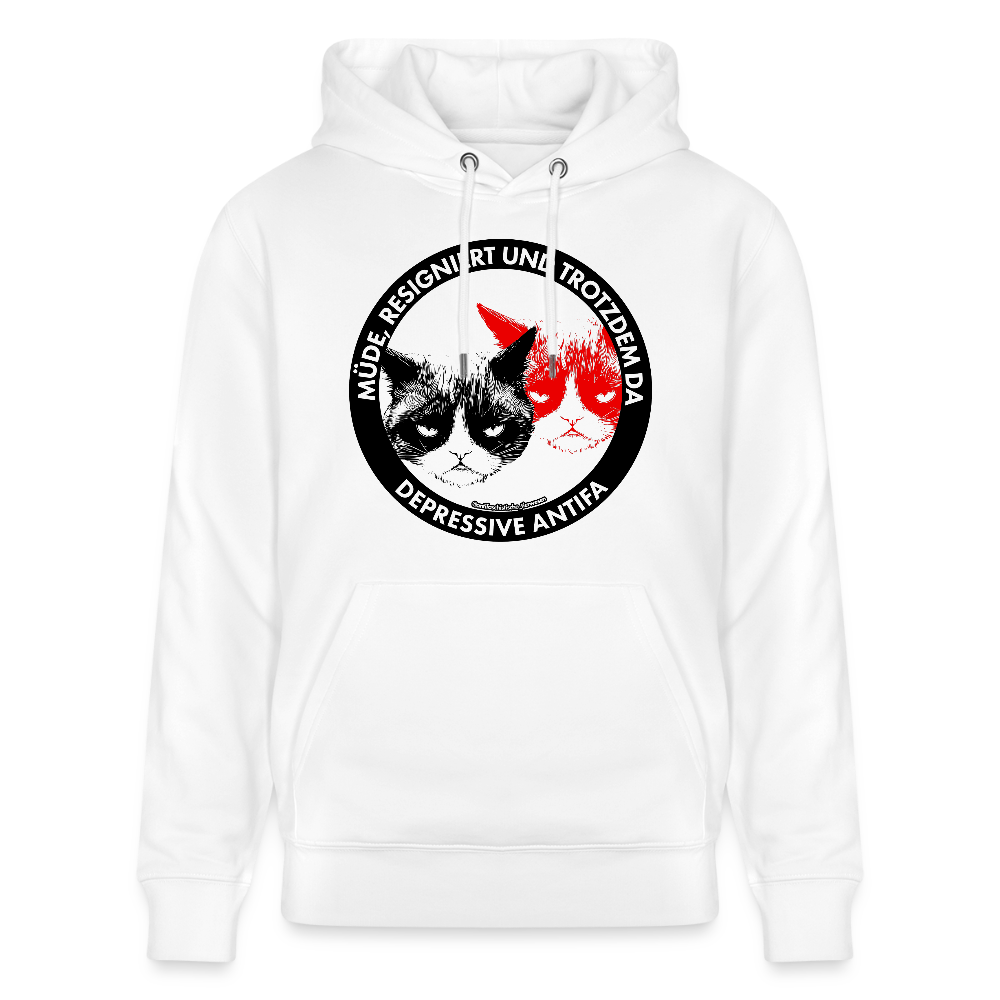 Depressive Antifa - Grumpy Cat Hoodie - Unisex & Bio - Weiß