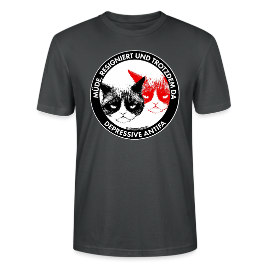 Depressive Antifa - Grumpy Cat T-Shirt - Unisex & Bio - Anthrazit