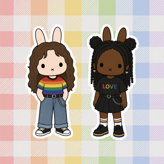 2 handgemachte Pride Bunny Sticker