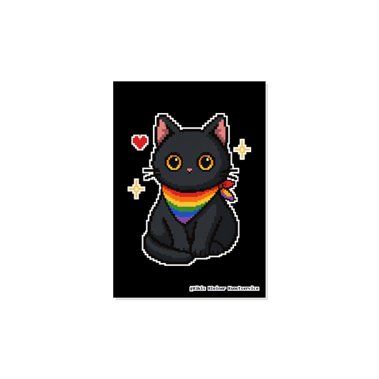 Katze mit Regenbogentuch Sticker im Pixel-Look, Kikis Kleiner Kunstservice