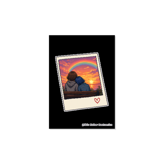 Polaroid Sonnenuntergang Sticker im Pixel-Look, Kikis Kleiner Kunstservice