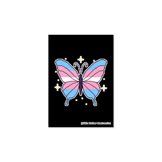 Trans-Schmetterling Sticker im Pixel-Look, Kikis Kleiner Kunstservice